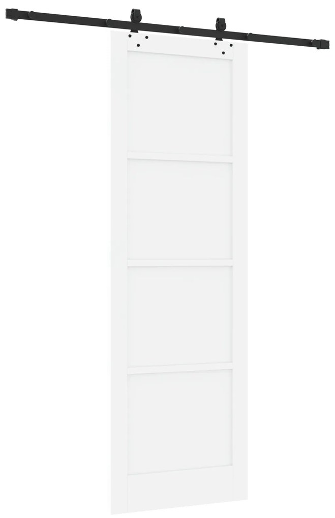 vidaXL Συρόμενη Πόρτα με Σετ Υλικών Λευκή 78x232 εκ. Συμπαγές Ξύλο Πεύκος