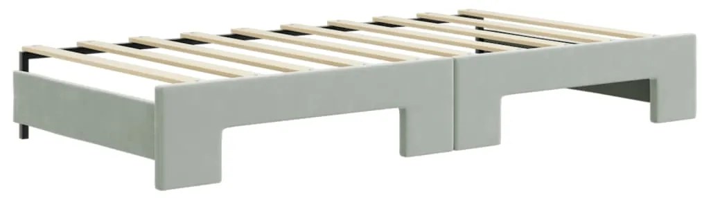 vidaXL Καναπές Κρεβάτι Συρόμενος Αν. Γκρι 90x190 εκ. Βελούδο Συρτάρια
