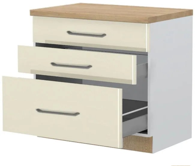 Επιδαπέδιο ντουλάπι Modena R-90-3MBOX-Λευκό - Μπεζ