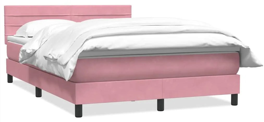 vidaXL Κρεβάτι Boxspring με Στρώμα Ροζ 140x210 εκ. Βελούδινο