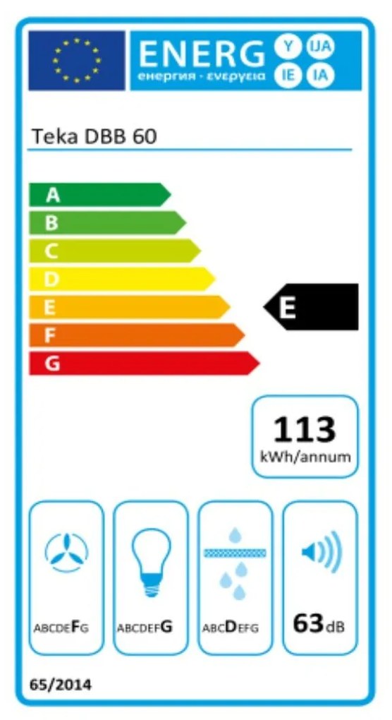 Συμβατικός Απορροφητήρας Teka CAMPANA DBB 60 NEGRO 60 cm 380 m3/h 60 dB 195W Μαύρο