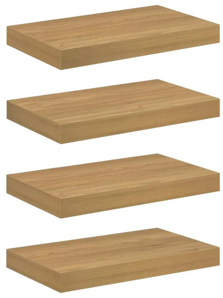 vidaXL Ράφι Τοίχου 4 pcs Καφέ 40 x 23,5 x 4 εκ Επεξεργασμένο ξύλο