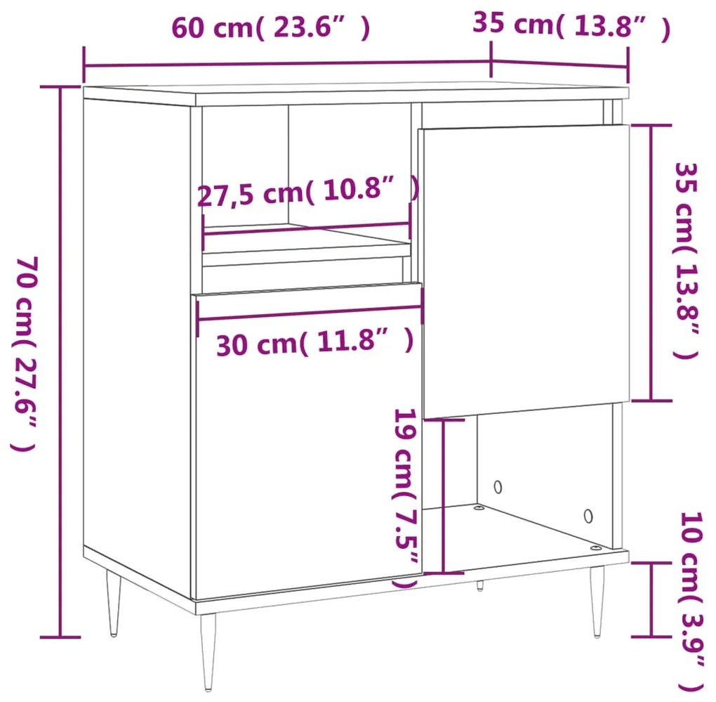 Ντουλάπι Καπνιστή Δρυς 60x35x70 εκ. από Επεξεργασμένο Ξύλο - Καφέ