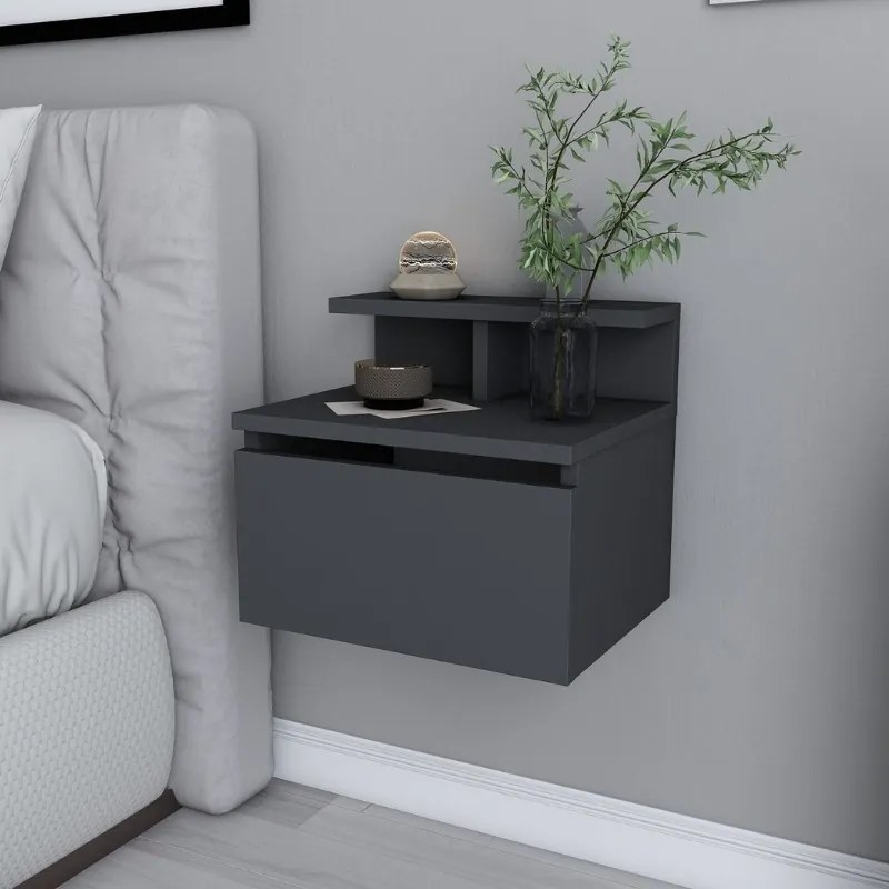 Κομοδίνο επιτοίχιο Arsen Megapap χρώμα ανθρακί 39,8x31,9x35εκ.-GP052-0140,1