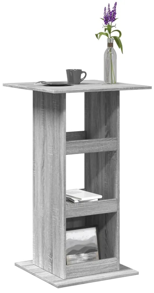 Τραπέζι Μπαρ με Ράφια Γκρι Sonoma 60x60x102 εκ. Επεξ. Ξύλο