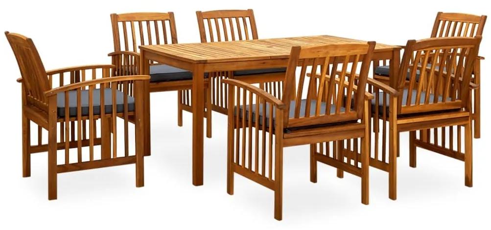 3058089  7 PIECE GARDEN DINING SET WITH CUSHIONS SOLID ACACIA WOOD (45962+2X312131) 3058089