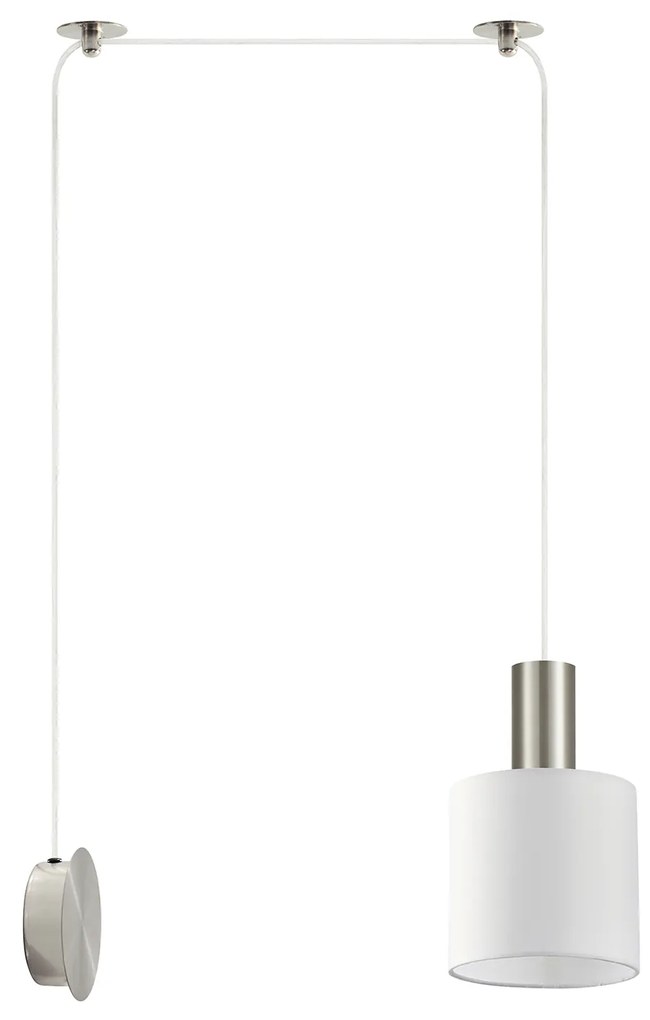 SE21-NM-4-NM1W-SH1 ADEPT TUBE Nickel Matt Wall Lamp White Fabric Shade+ HOMELIGHTING 77-8796