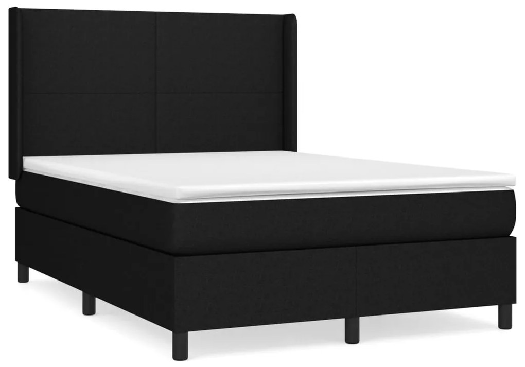 vidaXL Κρεβάτι Boxspring με Στρώμα Μαύρο 140x200 εκ. Υφασμάτινο