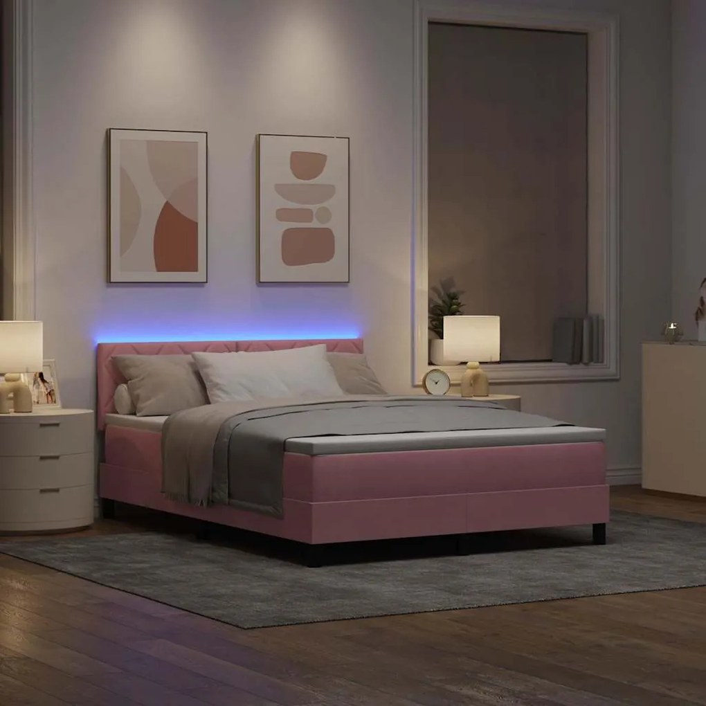 vidaXL Κρεβάτι με ελατήρια με κεφαλάρι Ροζ 140 x 200 cm Βελούδο