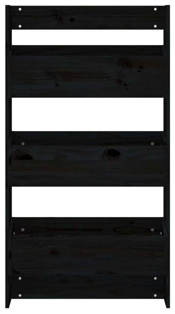 Ζαρντινιέρα Τοίχου 3 Επιπέδων Μαύρη 60x18,5x110 εκ. Μασίφ Πεύκο - Μαύρο