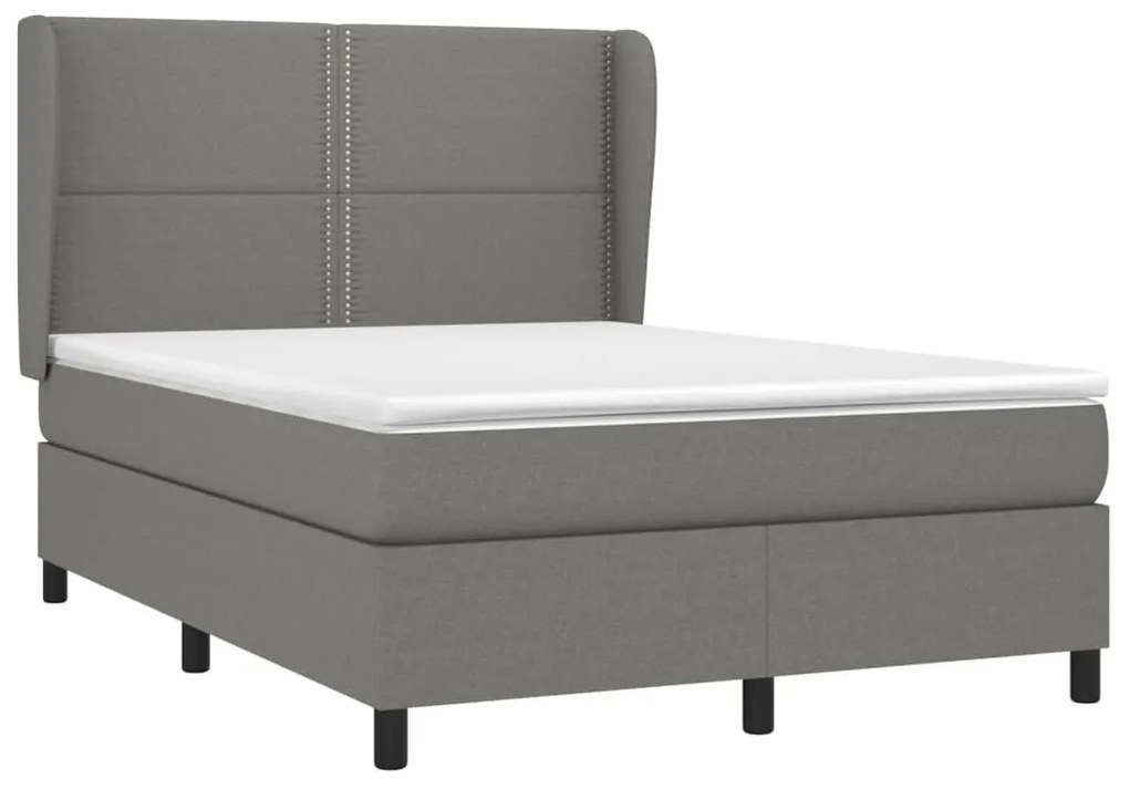 vidaXL Κρεβάτι Boxspring με Στρώμα Σκούρο Γκρι 140x200 εκ Υφασμάτινο