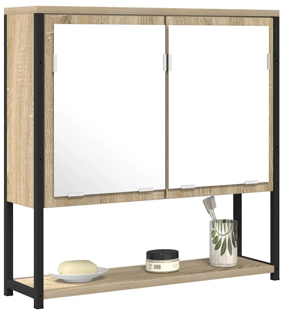 vidaXL Καθρέφτης Μπάνιου με ράφι Επιτοίχιο Μπεζ 60 x 16 x 60 εκ