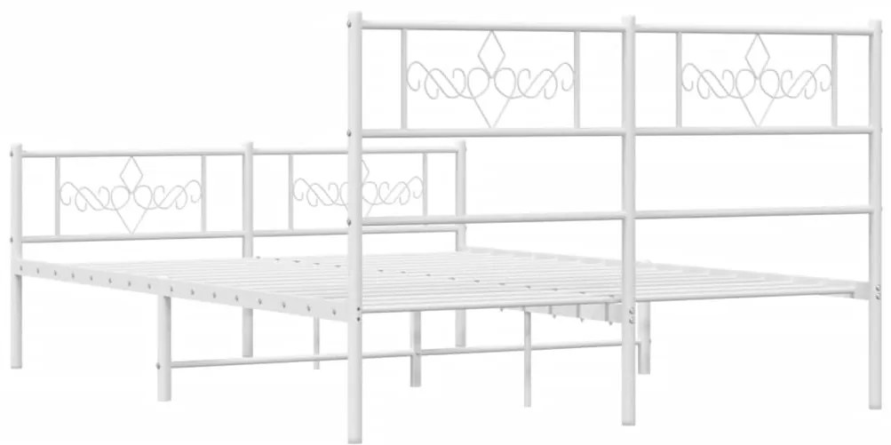 vidaXL Πλαίσιο Κρεβατιού με Κεφαλάρι&amp;Ποδαρικό Λευκό 120x200εκ. Μέταλλο