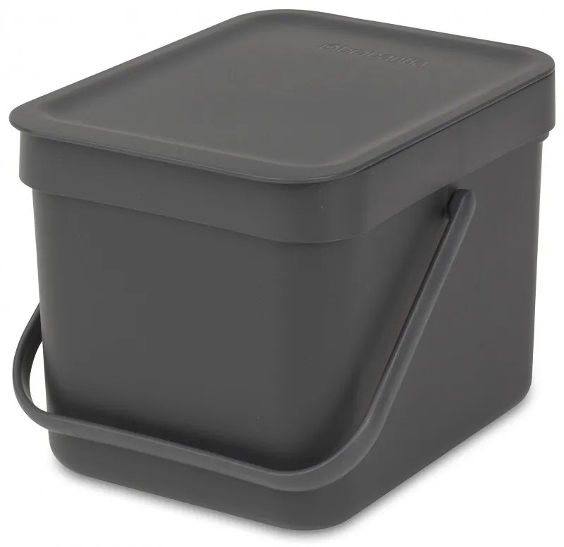 Brabantia Sort&Go κάδος χωριστής συλλογής απορριμμάτων 648974, 6 l, Χειρολαβή, Επιτοίχιος, Σκούρο γκρι