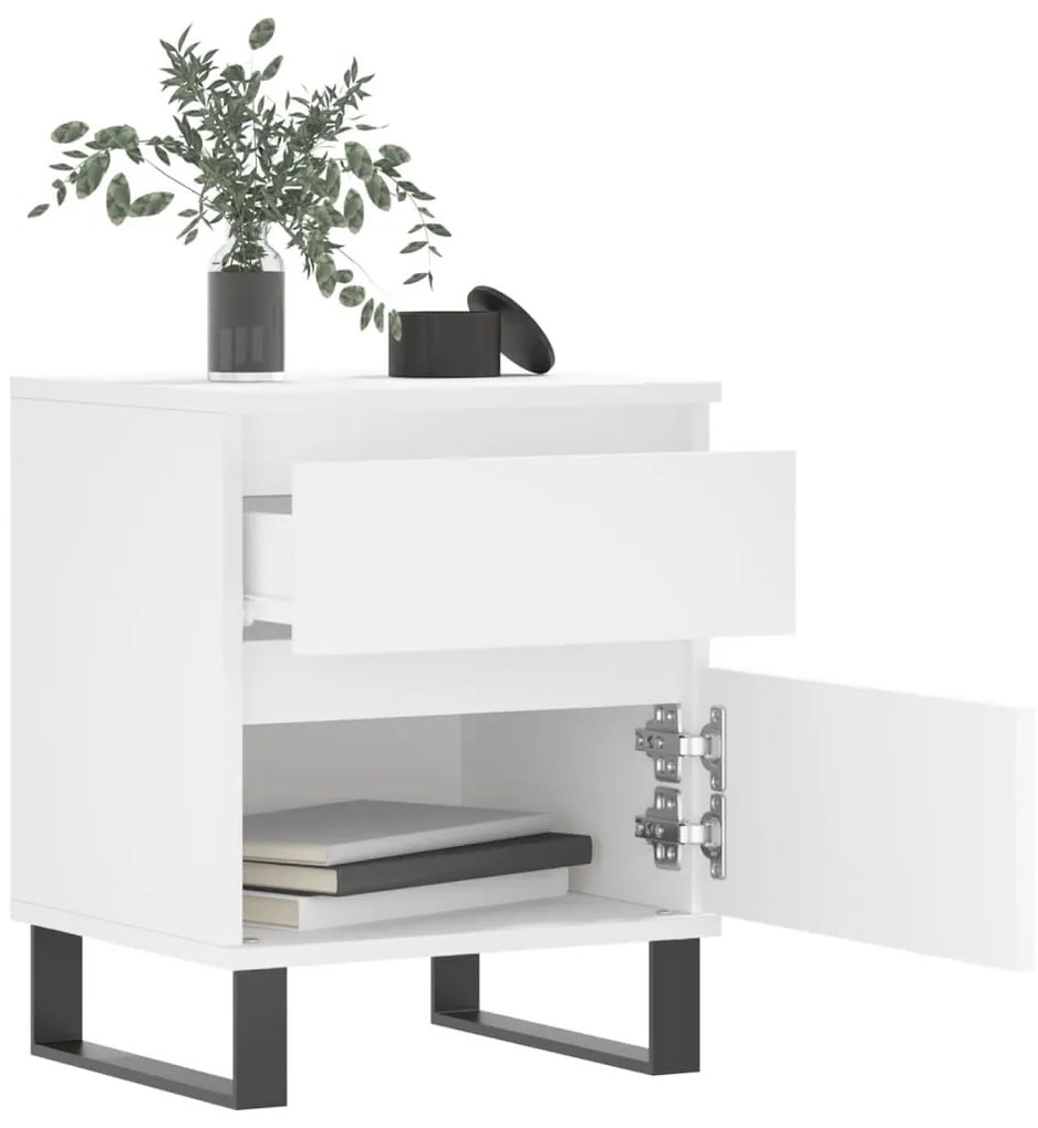 vidaXL Κομοδίνο Λευκό 40 x 35 x 50 εκ. από Επεξεργασμένο Ξύλο