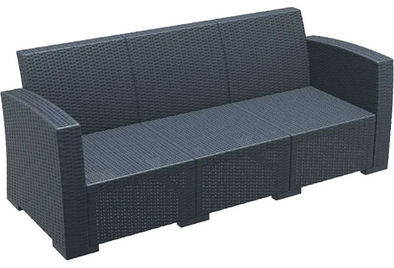 MONACO DARK GREY 3ΘΕΣΙΟΣ ΚΑΝΑΠΕΣ ΠΟΛ/ΝΙΟΥ - (198X79X79εκ.), Χρώμα: DARK GREY - SIESTA