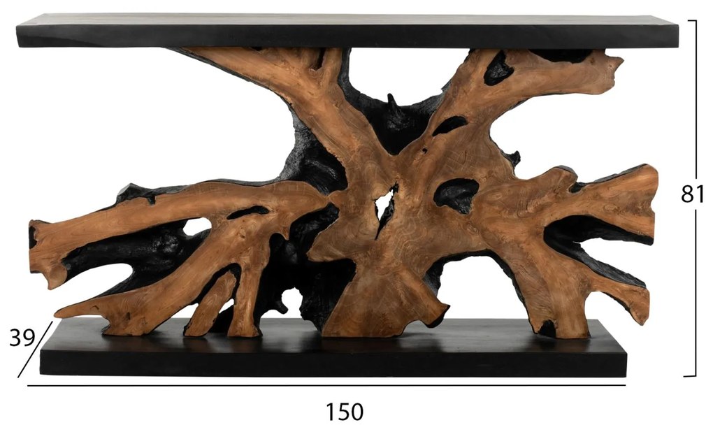 Κονσόλα C9356 απο Μασίφ Ξύλο TEAK Φυσικό - Μαύρο 150x40x80Yεκ. 150x40x80 εκ.
