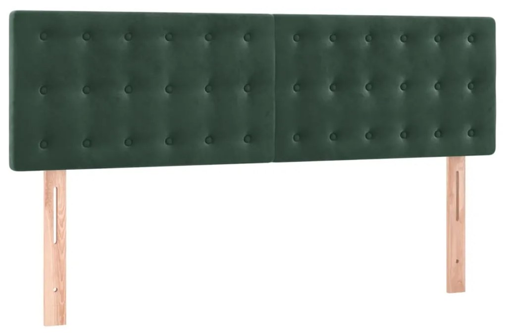 vidaXL Κρεβάτι Boxspring με Στρώμα Σκούρο Πράσινο 140x190εκ. Βελούδινο