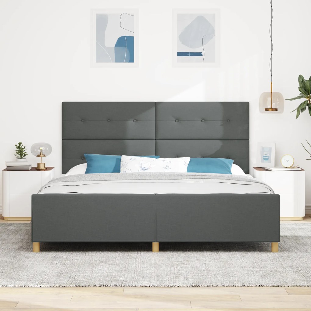 vidaXL Κρεβάτι με Κάσα Σκούρο Γκρι 200x200 εκ. Υφάσμα