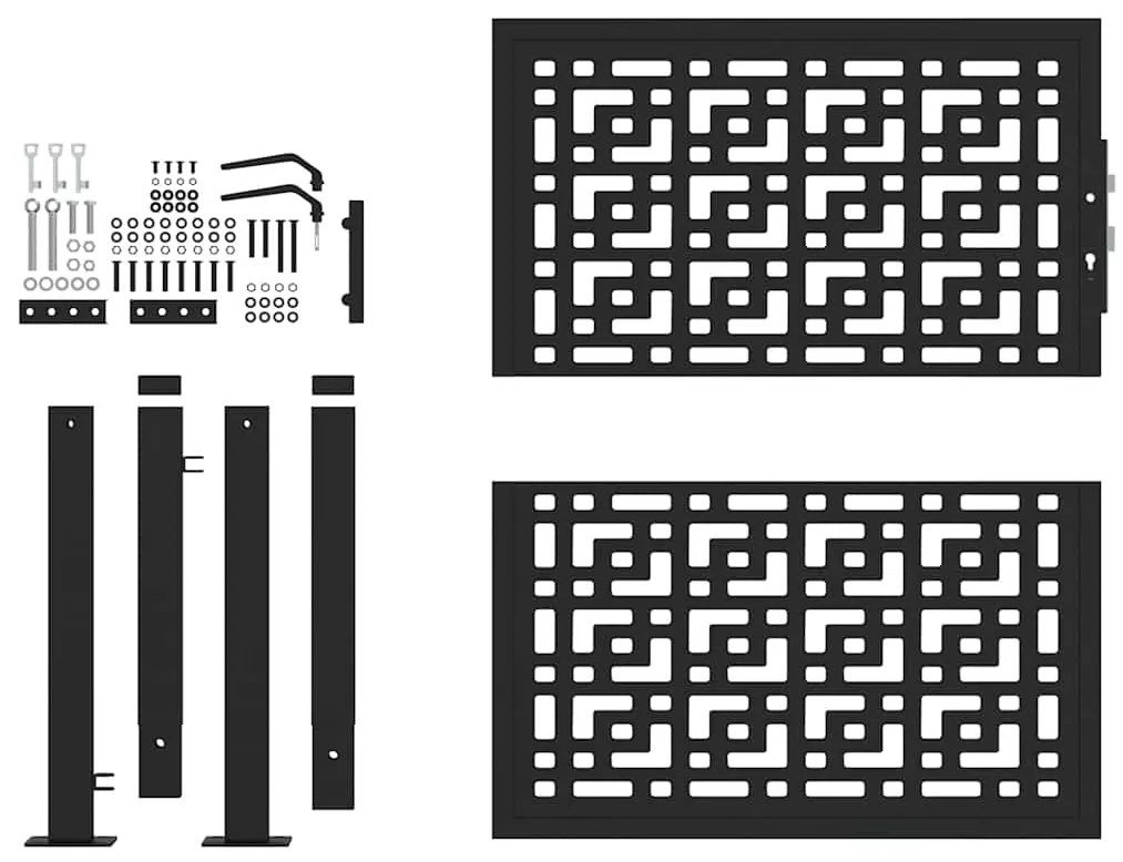 vidaXL Πύλη κήπου Μαύρη 105x106 cm Ατσάλινος σταυρός σχεδιασμού