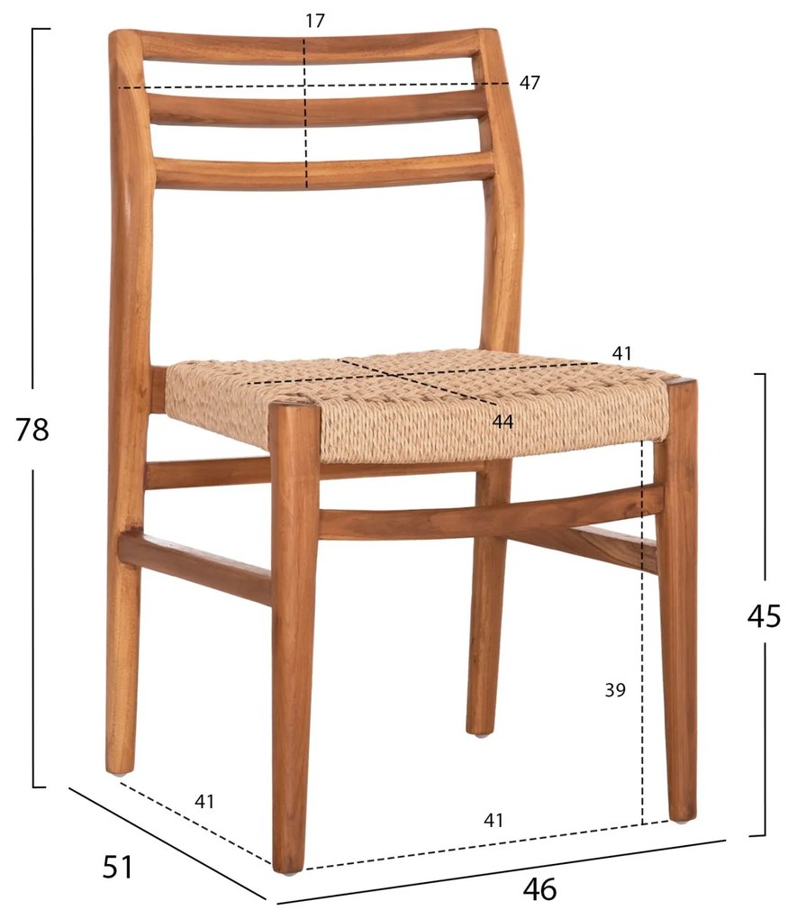 ΚΑΡΕΚΛΑ ΤΡΑΠΕΖΑΡΙΑΣ HERRIN HM18231 ΞΥΛΟ TEAK-ΣΧΟΙΝΙ VIRO 46x51x78Υεκ.