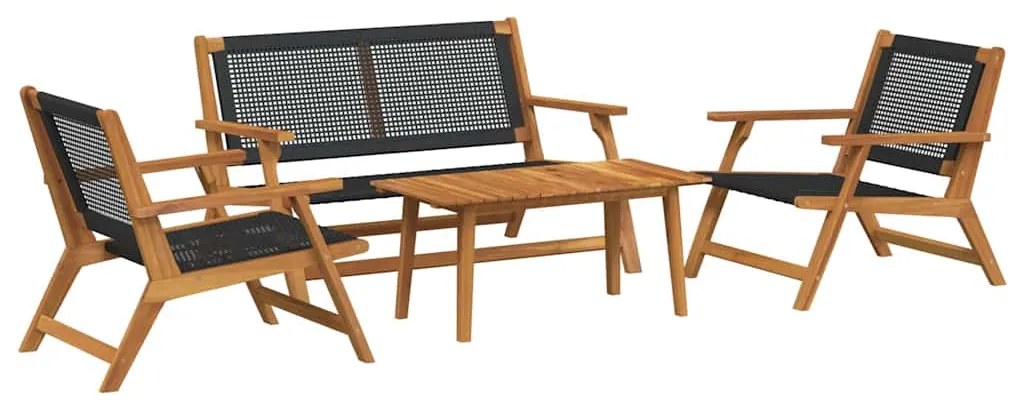 vidaXL Κήπου Καρέκλες με Τραπέζι 4 pcs Μαύρο 90 x 45 x 40 cm