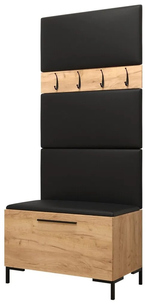 Σετ διαδρόμου Hartford F102, 196x84x46cm, 32 kg, Craft δρυς, Οικολογικό δέρμα, Πλαστικοποιημένη μοριοσανίδα, Εντοιχισμένη, Τοίχου | Epipla1.gr