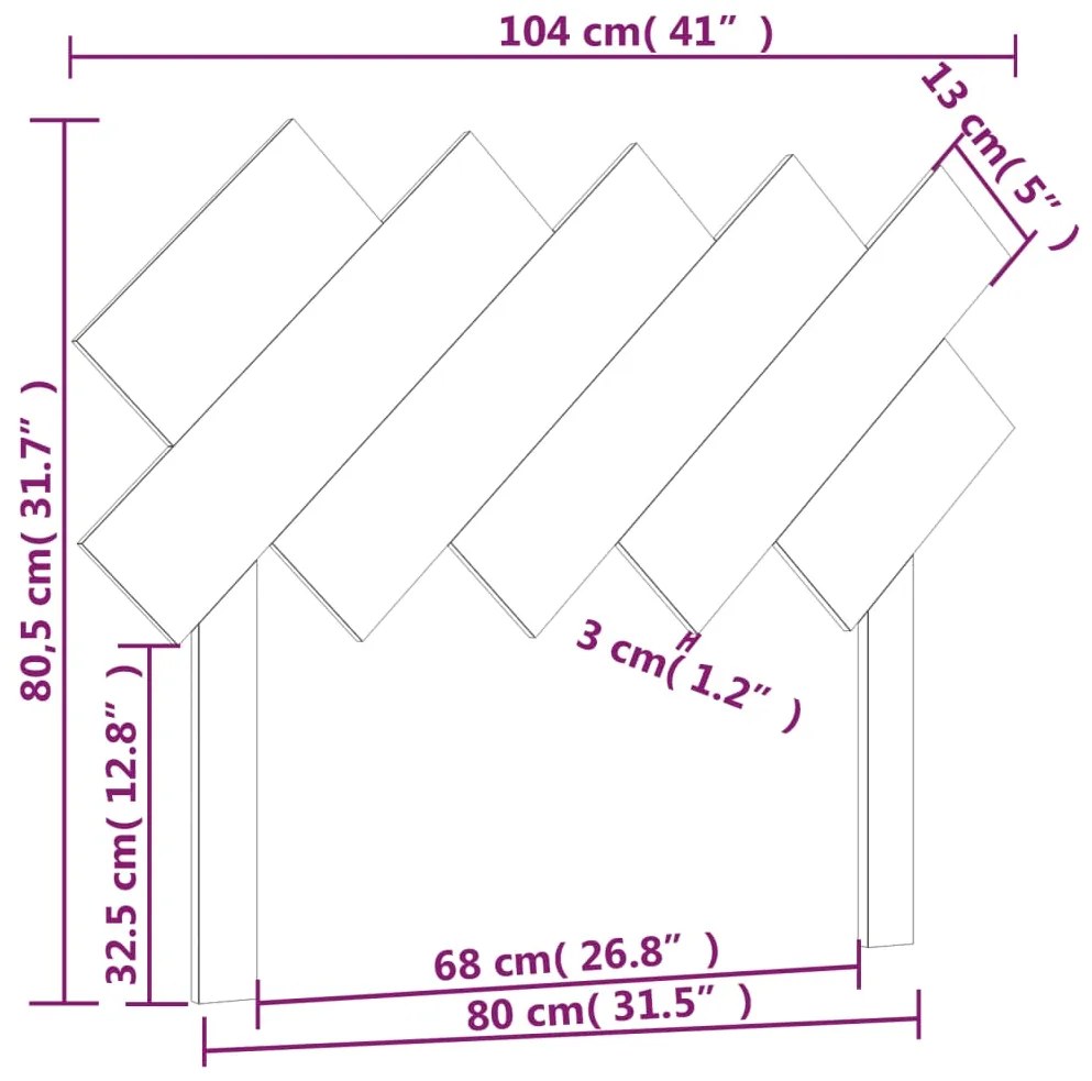 vidaXL Κεφαλάρι Κρεβατιού Μαύρο 104x3x80,5 εκ. από Μασίφ Ξύλο Πεύκου