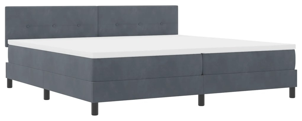 vidaXL Κρεβάτι με Στρώμα Σπαστό Σκούρο Γκρι 200x200 εκ. Βελούδινο