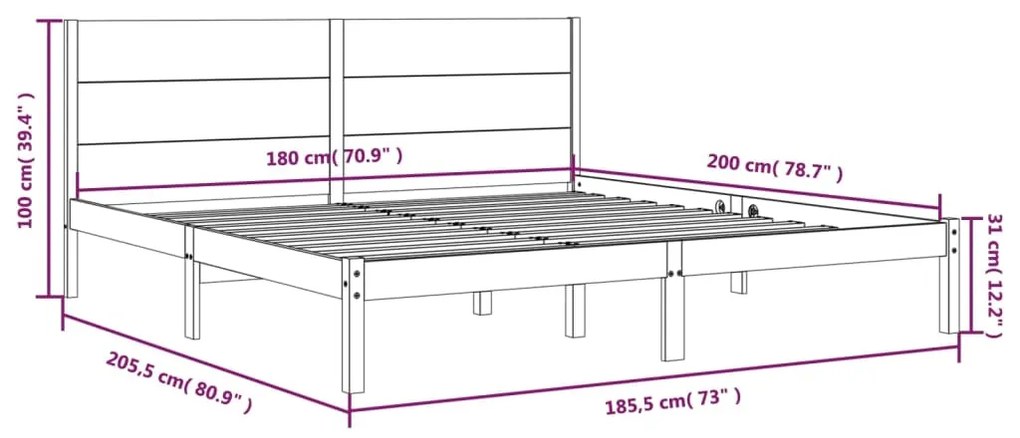 ΠΛΑΙΣΙΟ ΚΡΕΒΑΤΙΟΥ 180 X 200 ΕΚ. ΑΠΟ ΜΑΣΙΦ ΞΥΛΟ 6FT SUPER KING 3104168