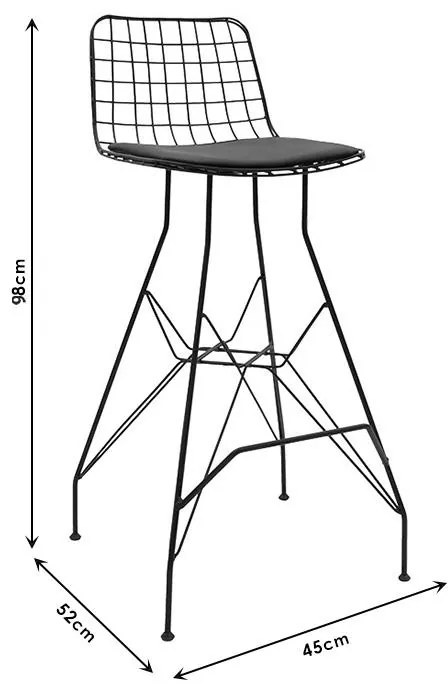 Σκαμπό μπαρ Sakai PVC μαύρο-μέταλλο μαύρο 45x52x98 εκ.