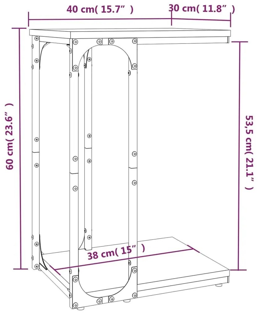 Βοηθητικό Τραπέζι Καφέ Δρυς 40 x 30 x 60 εκ. Επεξεργασμένο Ξύλο - Καφέ