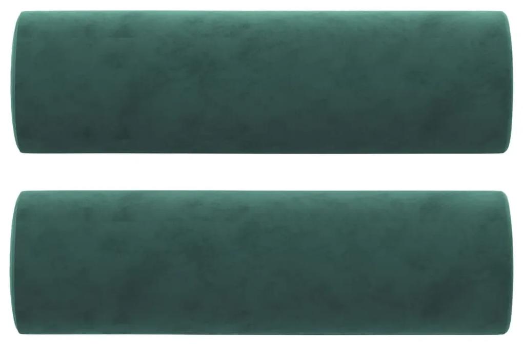vidaXL Καναπές Τριθέσιος Σκούρο Πράσινο 180 εκ Βελούδινος με Μαξιλάρια