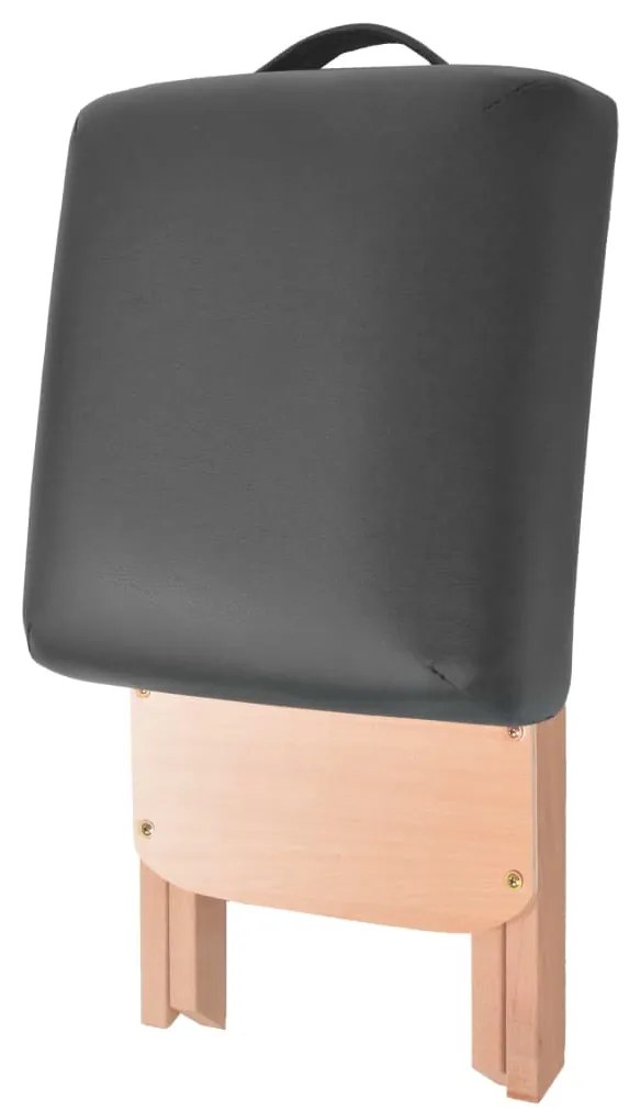 vidaXL Κρεβάτι Μασάζ 3 Θέσεων Πτυσσόμενο Μαύρο Πάχος 10 εκ. και Σκαμπό