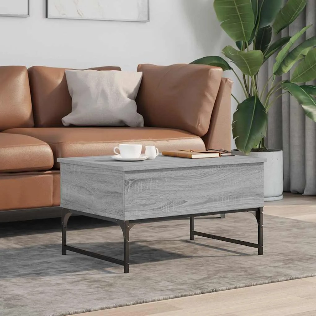 vidaXL Τραπεζάκι Σαλονιού Γκρι Sonoma 70x50x40 εκ. Επεξ. Ξύλο/Μέταλλο