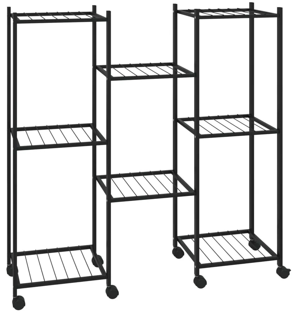 vidaXL Βάση Λουλουδιών με Ρόδες 83 x 25 x 83,5 εκ. Μαύρη Σιδερένια