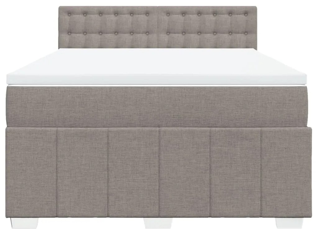 Κρεβάτι Boxspring με Στρώμα Taupe 140x200 εκ. Υφασμάτινο - Μπεζ-Γκρι