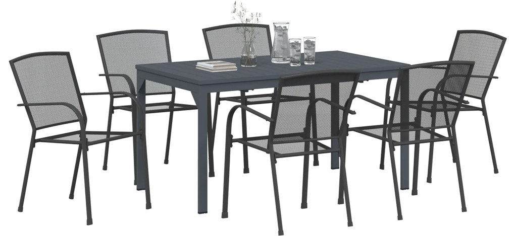 vidaXL Σετ Τραπεζαρίας Κήπου 7 pcs Κάρβουνο Σετ 7 κομματιών