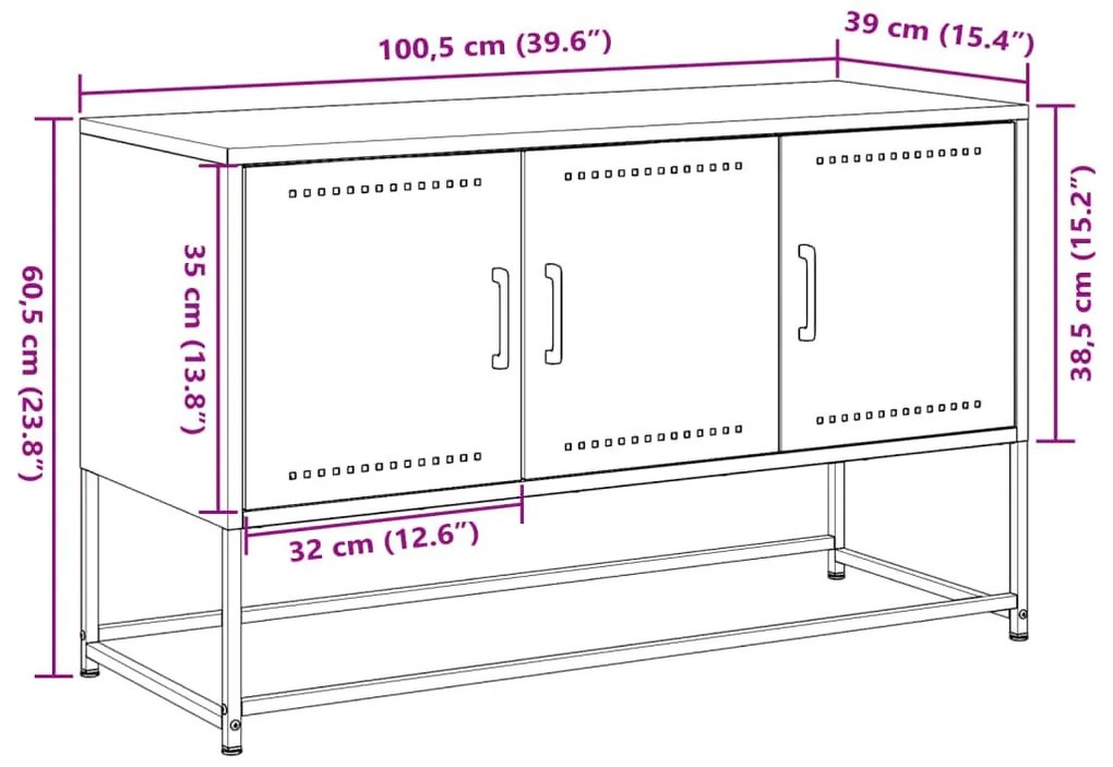 Έπιπλο Τηλεόρασης Μουσταρδί Κίτρινο 100,5x39x60,5εκ. από Ατσάλι - Κίτρινο