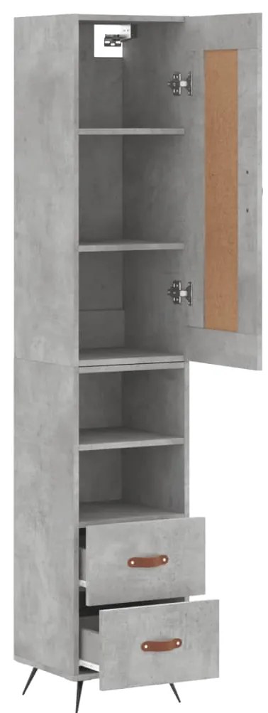 vidaXL Ντουλάπι Γκρι Σκυροδέματος 34,5x34x180 εκ. Επεξεργασμένο Ξύλο