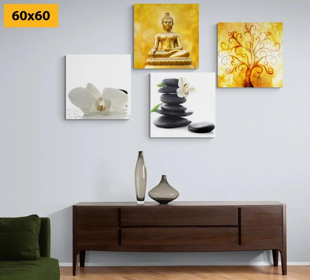 Σετ εικόνων Feng Shui σε λευκό & κίτρινο σχέδιο - 4x 60x60