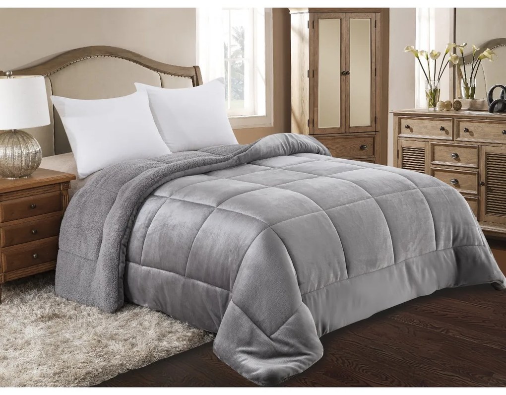 Κουβερτοπάπλωμα Flannel/Sherpa 220×240 ADAM HOME (805) GREY 220X240