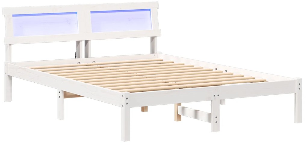 vidaXL Σκελετός Κρεβατιού Λευκό 140 x 190 cm Συμπαγές ξύλο πεύκου