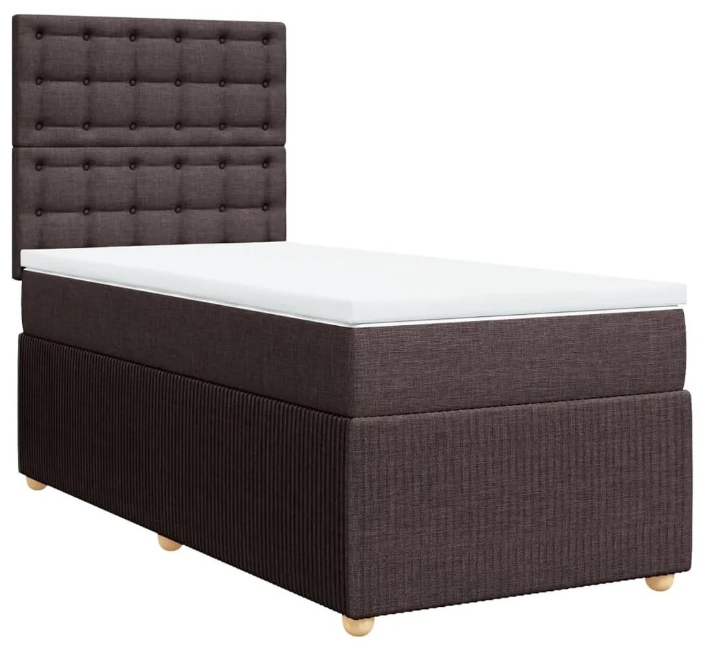 Κρεβάτι Boxspring με Στρώμα Σκούρο Καφέ 80x200 εκ. Υφασμάτινο - Καφέ