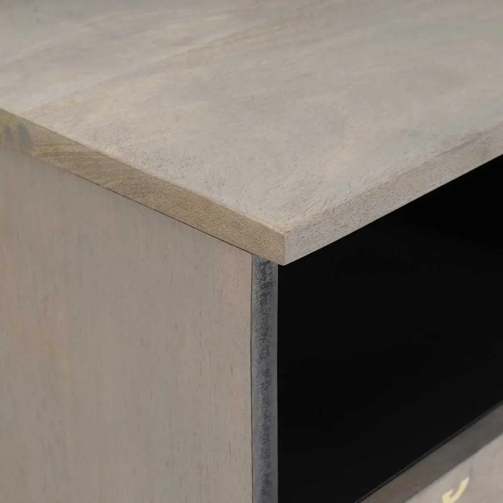 vidaXL Ντουλάπι TV με συρτάρι Γκρι 70 x 33 x 46 εκ Στερεό ξύλο μάνγκο