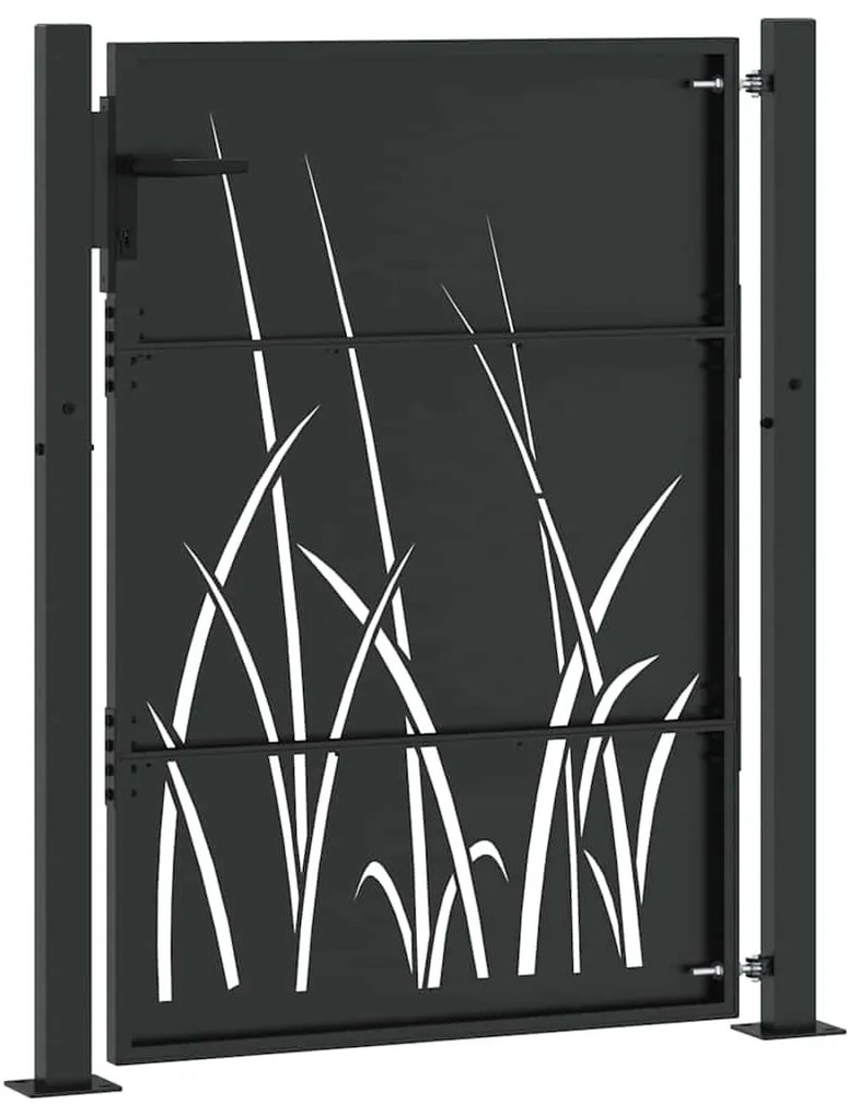 vidaXL Πύλη Κήπου Μαύρο 105 x 125 cm Ατσάλι με Επικάλυψη Πούδρας