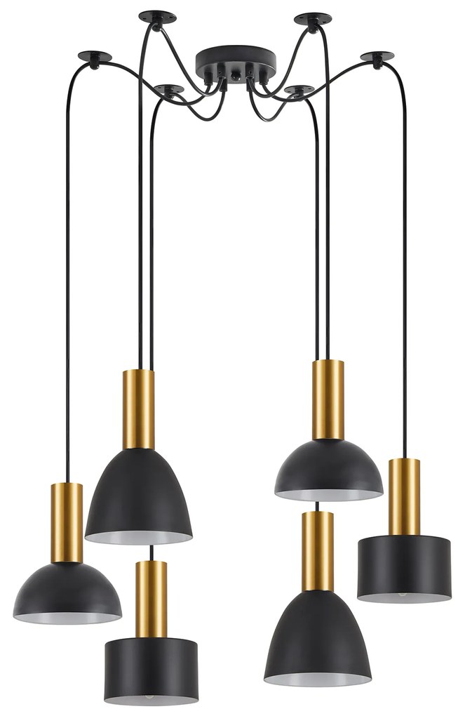 SE21-GM-4-BL6-MS12 ADEPT FLEX Gold Matt Pendant Black Metal Shade+