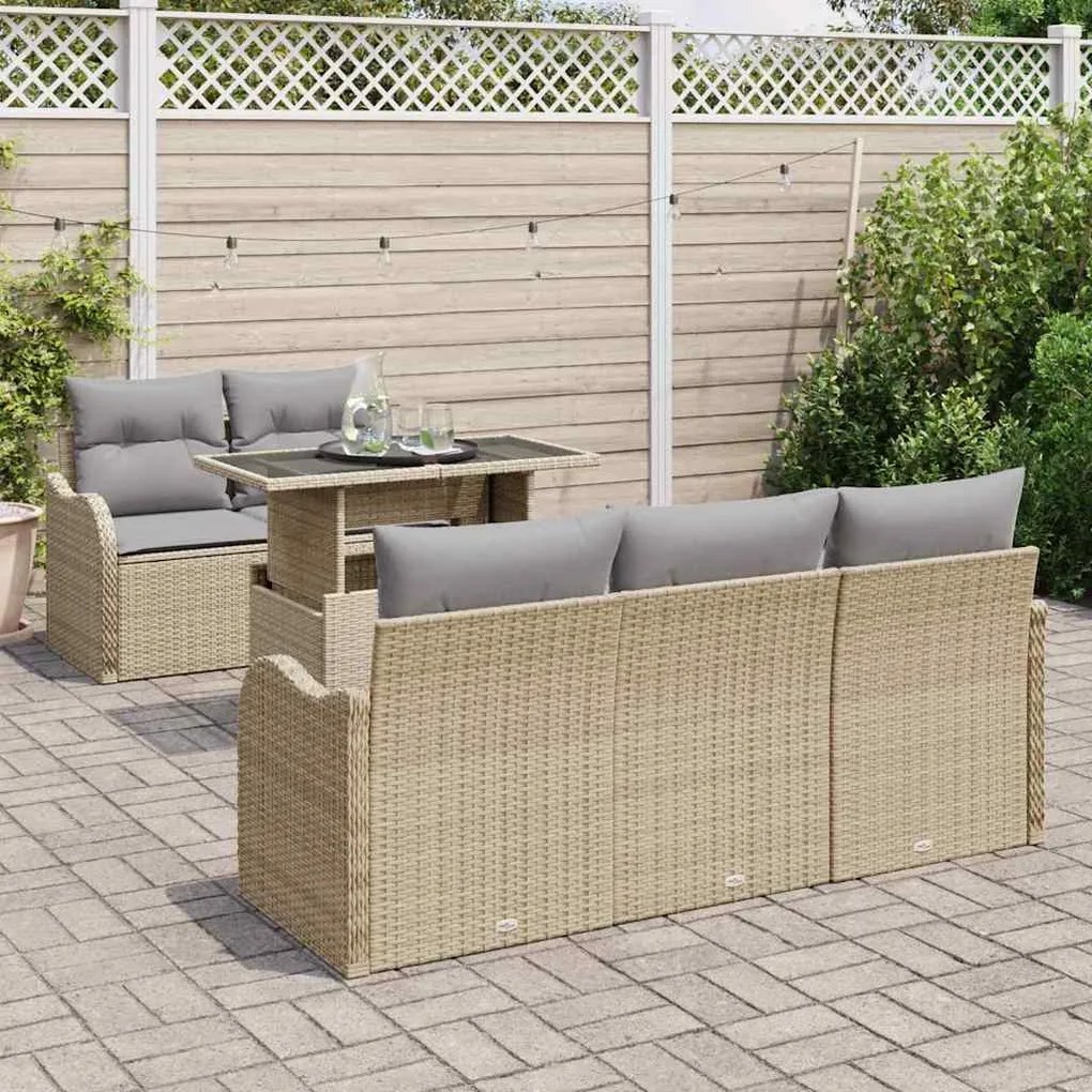 vidaXL Σετ Καναπέ Κήπου 6 pcs Μπεζ 100 x 55 x 73 εκ Πολυ ράταν