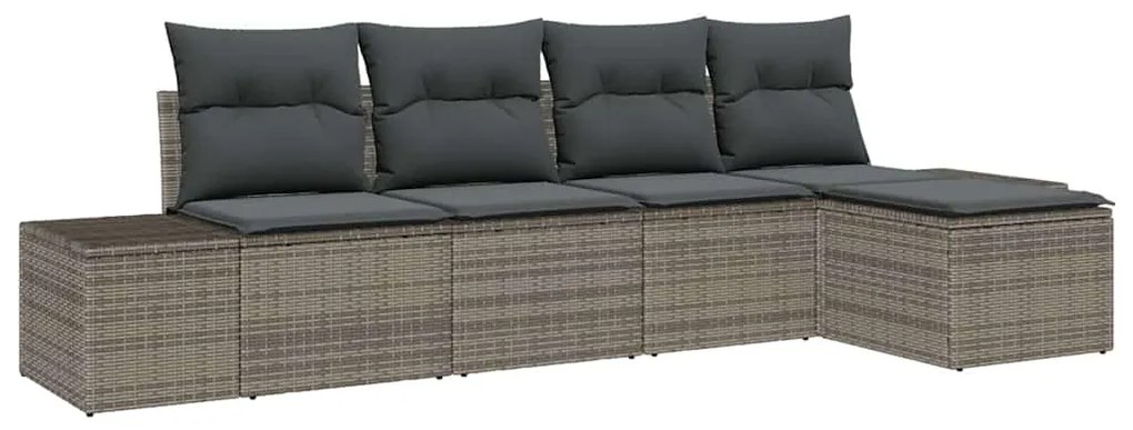 vidaXL Σετ Καναπέ Κήπου 5 pcs Γκρι Πολυ rattan, βαμμένο ατσάλι