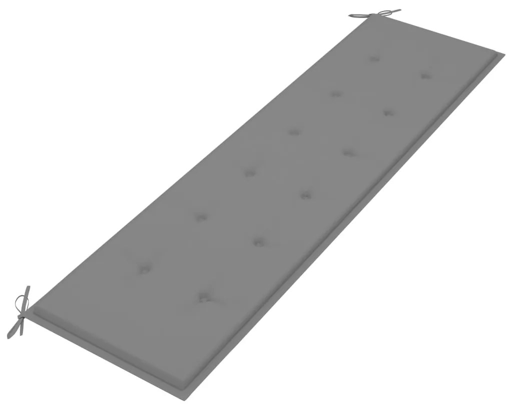 vidaXL Παγκάκι Κήπου 175 εκ. από Μασίφ Ξύλο Teak με Γκρι Μαξιλάρι